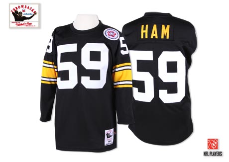 Men's Authentic Jack Ham Mitchell and Ness Jersey Black Home - #59 Throwback NFL Pittsburgh Steelers